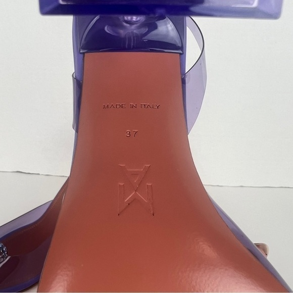 Amina Muaddi Rosie Crystal-Embellished Transparent Slingback Pumps. Size:37. NIB - Picture 9 of 17